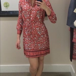 Loft Paisley Tie Waist Dress